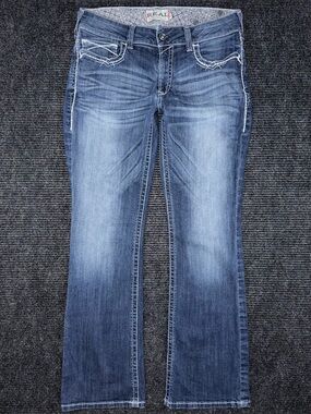 Ariat 32 R REAL Mid Rise Stretch Entwined Boot Cut Blue Jeans in Marine 10017510